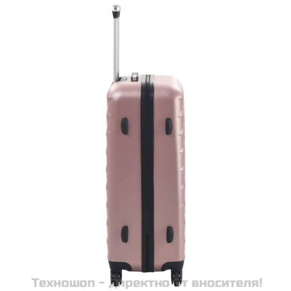 Комплект твърди куфари с колелца, 3 бр, розово злато, ABS