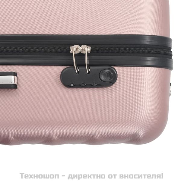Комплект твърди куфари с колелца, 3 бр, розово злато, ABS