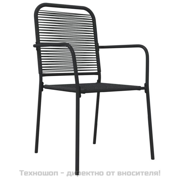 Градински комплект, 5 части, черен, памучно въже и стомана