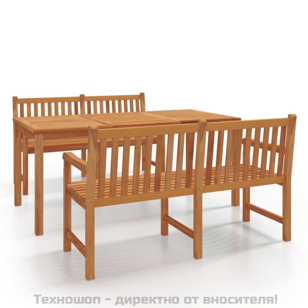 Градински трапезен комплект, 3 части, тиково дърво масив