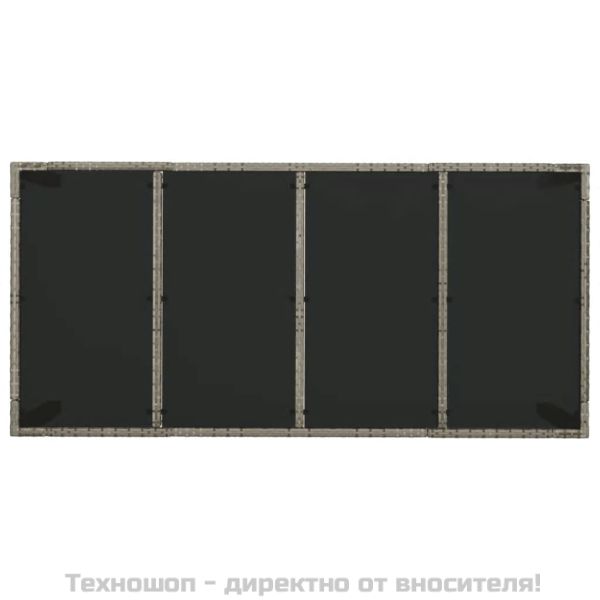 Градински трапезен комплект 7 части с възглавници сив полиратан