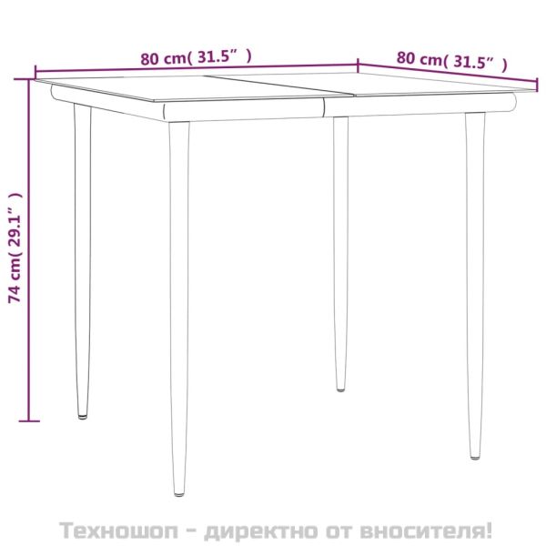 Градински трапезен комплект възглавници 5 части черен полиратан