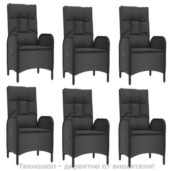 Градински трапезен комплект 7 части с възглавници сив полиратан