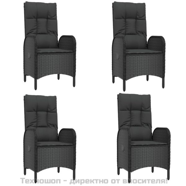 Градински трапезен комплект възглавници 5 части черен полиратан