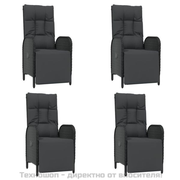 Градински трапезен комплект възглавници 5 части черен полиратан