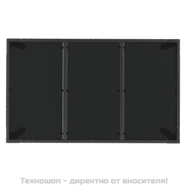 Градински трапезен комплект възглавници 5 части черен полиратан