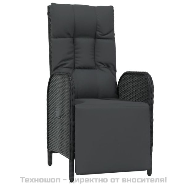 Градински трапезен комплект възглавници 9 части черен полиратан