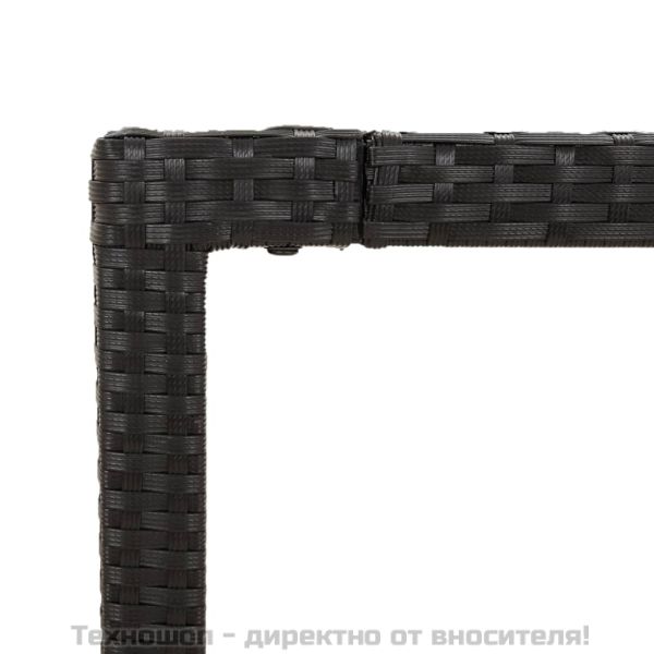 Градински трапезен комплект възглавници 9 части черен полиратан