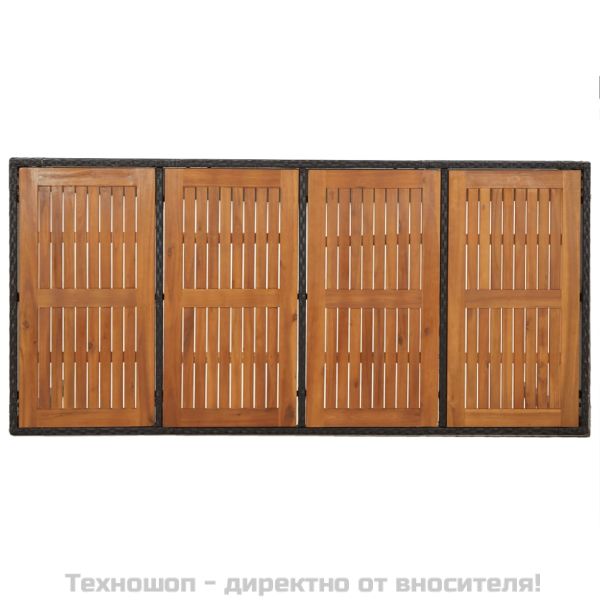 Градински трапезен комплект възглавници 9 части черен полиратан