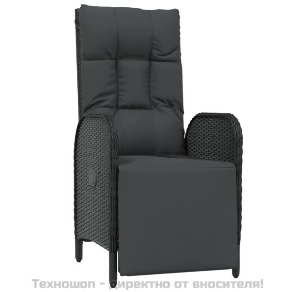 Градински трапезен комплект възглавници 5 части черен полиратан