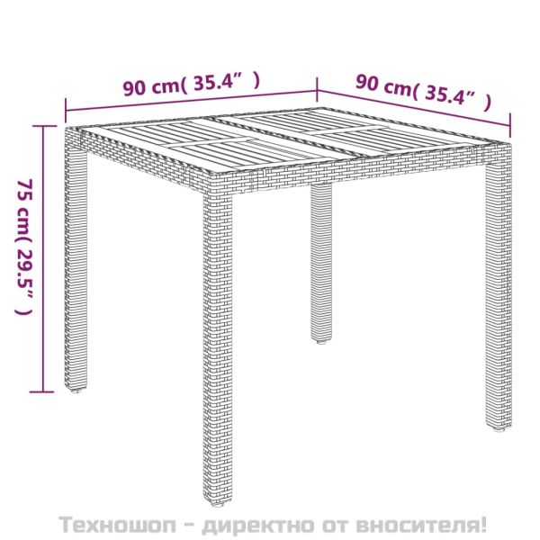 Градински трапезен комплект възглавници 5 части черен полиратан