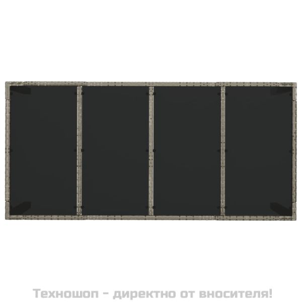 Градински трапезен комплект 7 части с възглавници сив полиратан