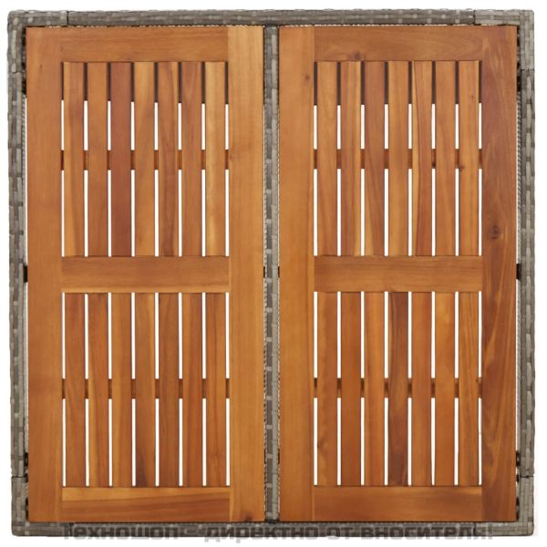 Градински трапезен комплект 5 части с възглавници сив полиратан