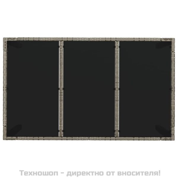 Градински трапезен комплект 7 части с възглавници сив полиратан