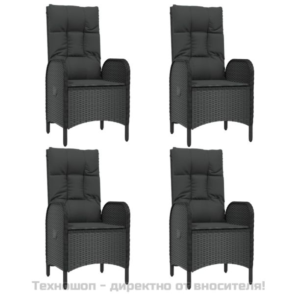 Градински трапезен комплект възглавници 5 части черен полиратан