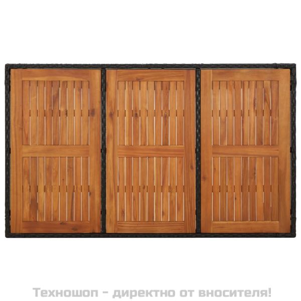 Градински трапезен комплект възглавници 5 части черен полиратан