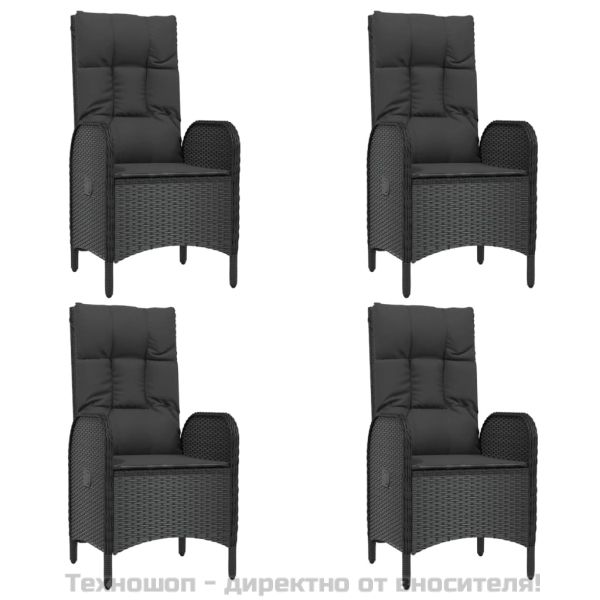 Градински трапезен комплект възглавници 5 части черен полиратан
