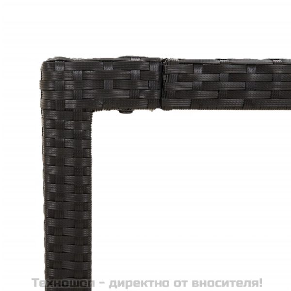 Градински трапезен комплект 7 части възглавници черен полиратан