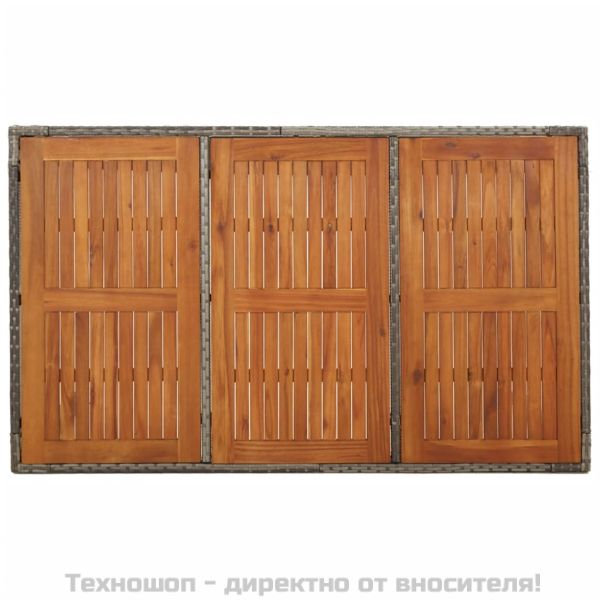 Градински трапезен комплект 7 части с възглавници сив полиратан