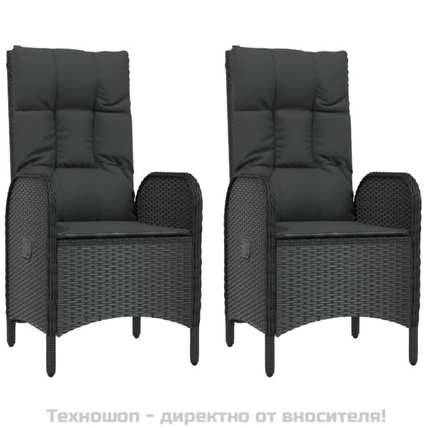 Градински трапезен комплект възглавници 5 части черен полиратан