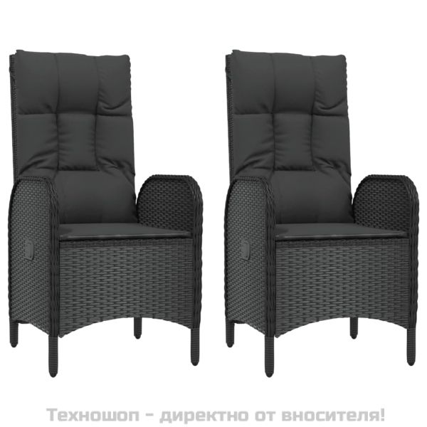 Градински трапезен комплект възглавници 5 части черен полиратан