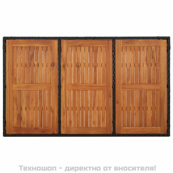 Градински трапезен комплект 7 части възглавници черен полиратан