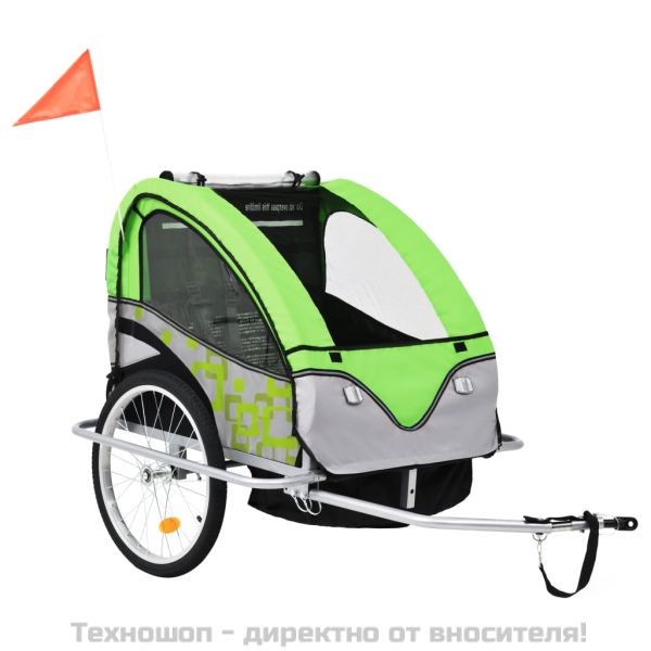 2-в-1 спортно ремарке за велосипеди, синьо и сиво