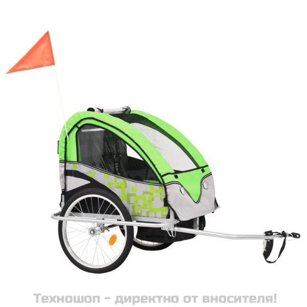 2-в-1 спортно ремарке за велосипеди, синьо и сиво