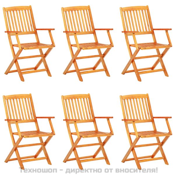 Градински трапезен комплект, сгъваем, 7 части, акация масив