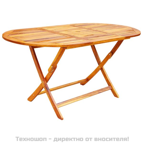 Градински трапезен комплект, сгъваем, 7 части, акация масив
