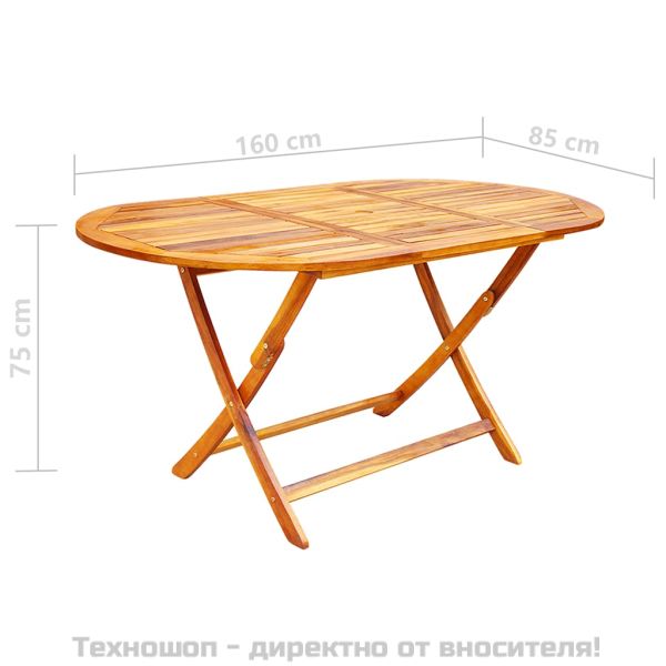 Градински трапезен комплект, сгъваем, 7 части, акация масив