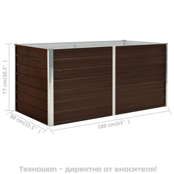 Повдигната леха, кафява, 160x80x77 см, поцинкована стомана