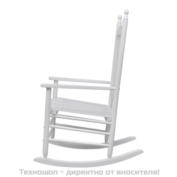 Люлеещ се стол със заоблена седалка, бял, дърво