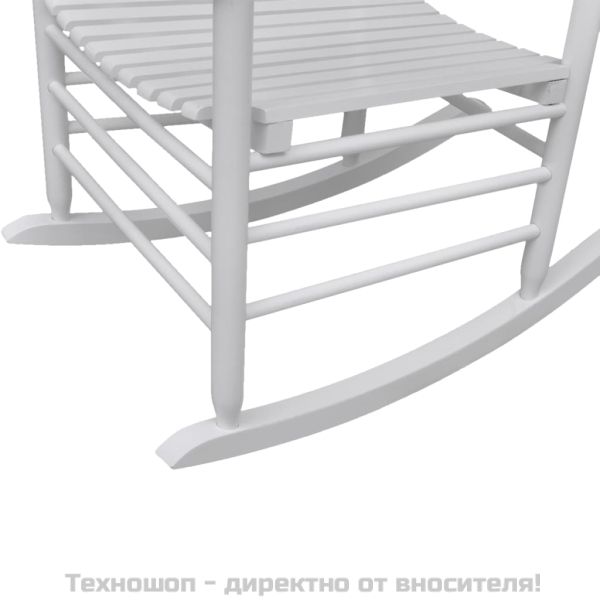 Люлеещ се стол със заоблена седалка, бял, дърво