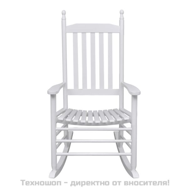 Люлеещ се стол със заоблена седалка, бял, дърво