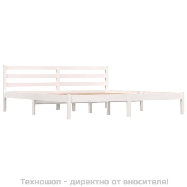 Рамка за легло, бор масив, 180x200 см, бяла, Super King