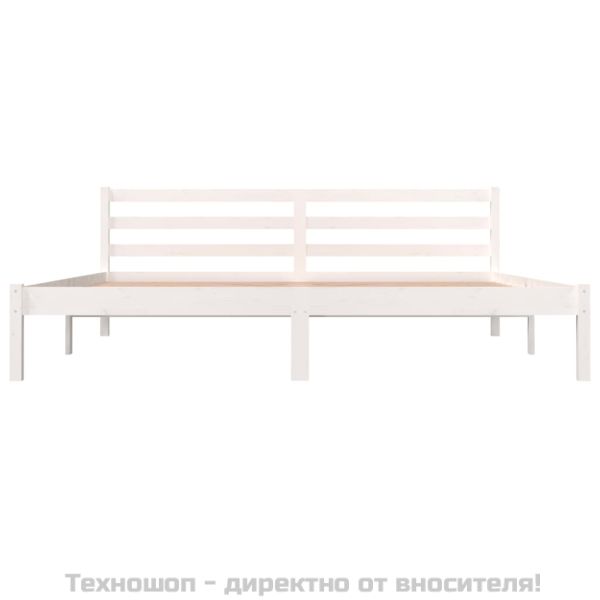Рамка за легло, бор масив, 180x200 см, бяла, Super King