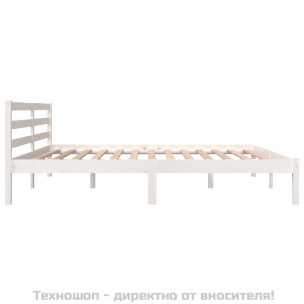 Рамка за легло, бор масив, 180x200 см, бяла, Super King