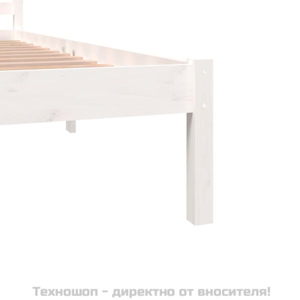 Рамка за легло, бор масив, 180x200 см, бяла, Super King