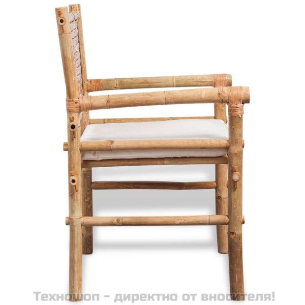 Бистро комплект от 3 части с възглавници, бамбук
