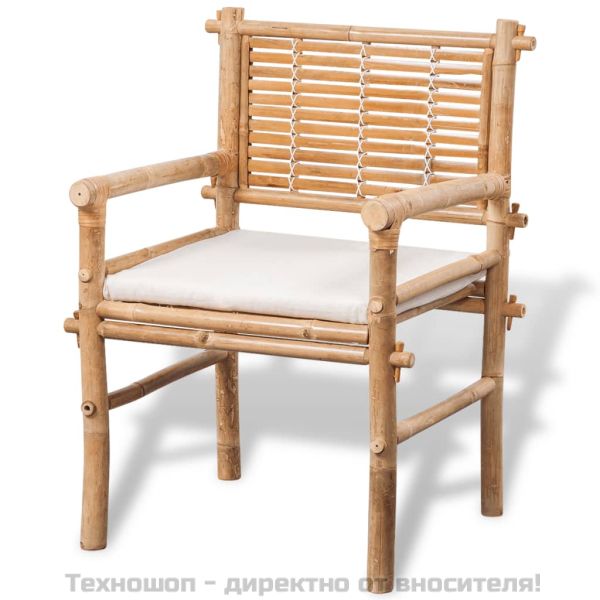 Бистро комплект от 3 части с възглавници, бамбук