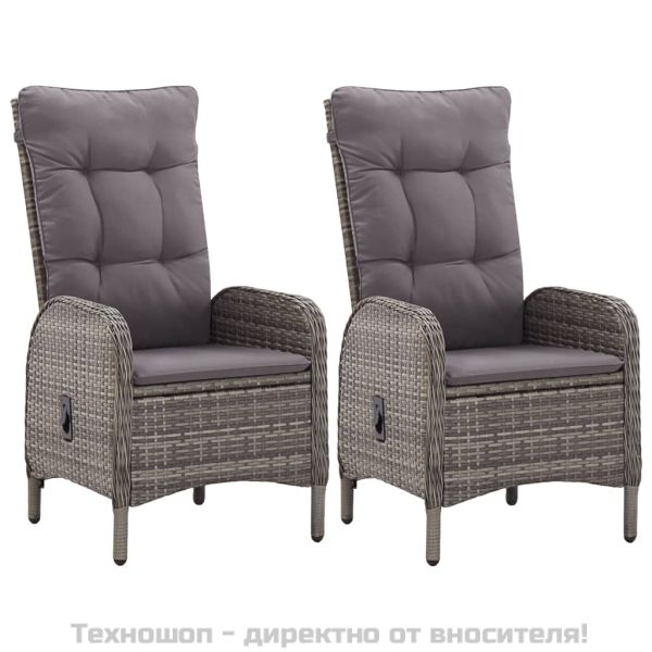 Външни столове, 2 бр, полиратан, сиви