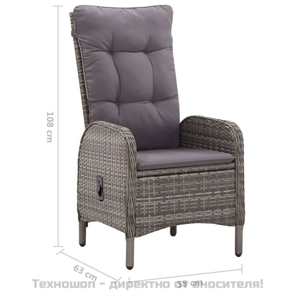 Външни столове, 2 бр, полиратан, сиви