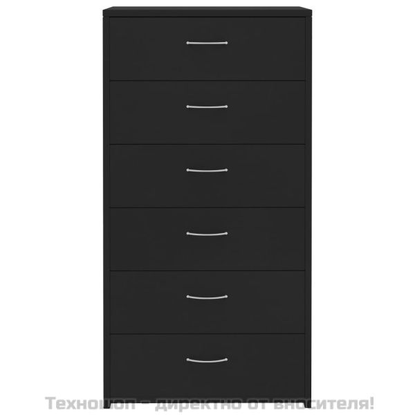 Бюфет с 6 чекмеджета, черен, 50x34x96 см, ПДЧ