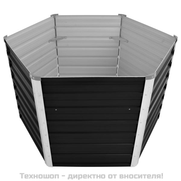 Повдигната леха антрацит 129x129x77 см поцинкована стомана