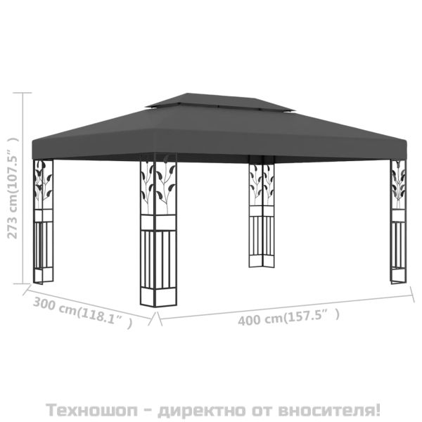 Шатра с двоен покрив, 3х4 м, антрацит