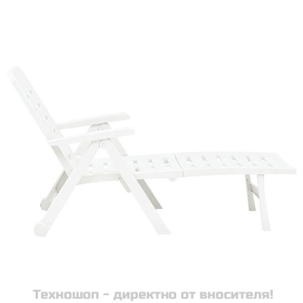 Сгъваем шезлонг, пластмаса, бял