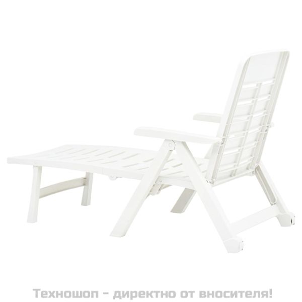 Сгъваем шезлонг, пластмаса, бял