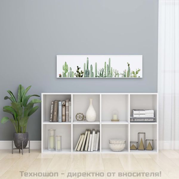 Библиотека/бюфет, бял гланц, 66x30x130 см, инженерно дърво