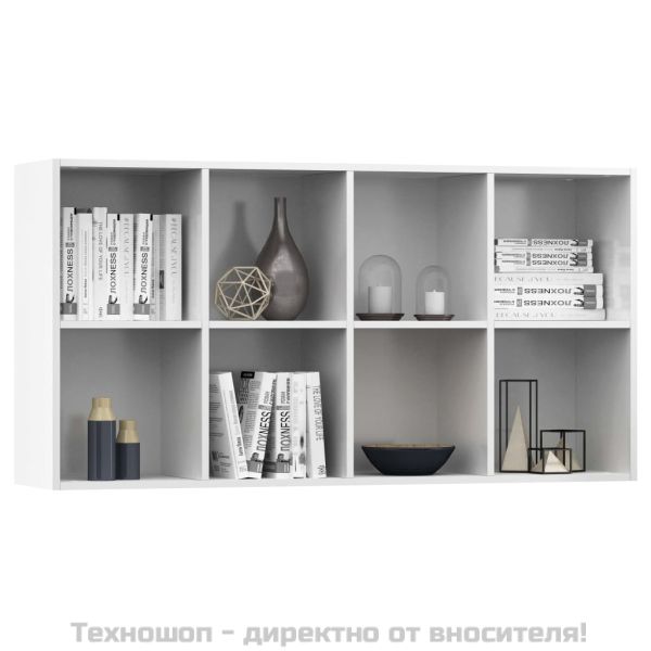 Библиотека/бюфет, бял гланц, 66x30x130 см, инженерно дърво